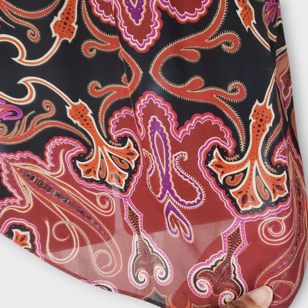 Rachel Zoe Silk Off Shoulder Blouse Paisley Flare Top Sz‎ 2 Whimsigoth Fairycore - Picture 8 of 15